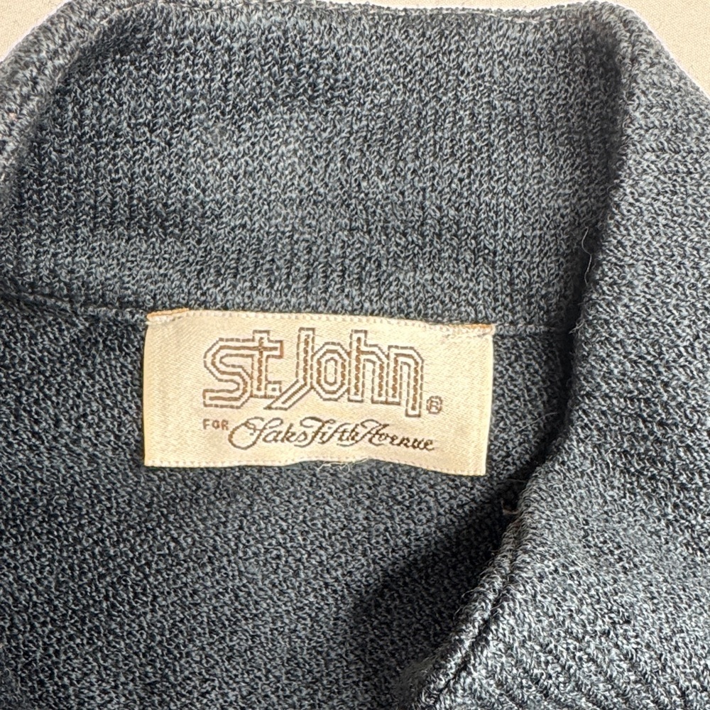 St. John Green knitted two piece suit size 8 double breasted and skirt vintage - Picture 2 of 11